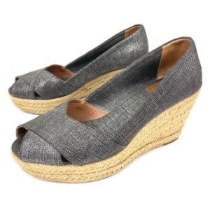 Tory Burch Filipa Wedge Espadrilles Size Womens 8B Pewter